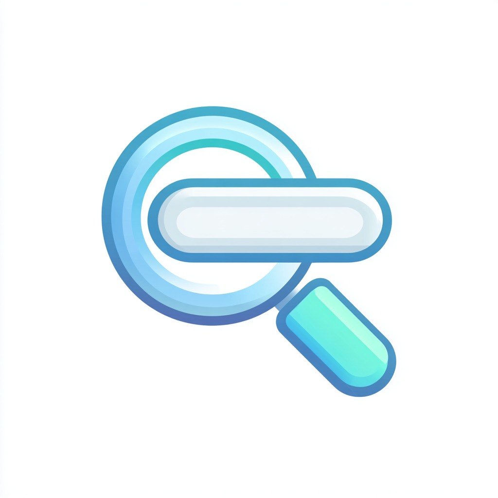 Gradient blue search icon on a white background